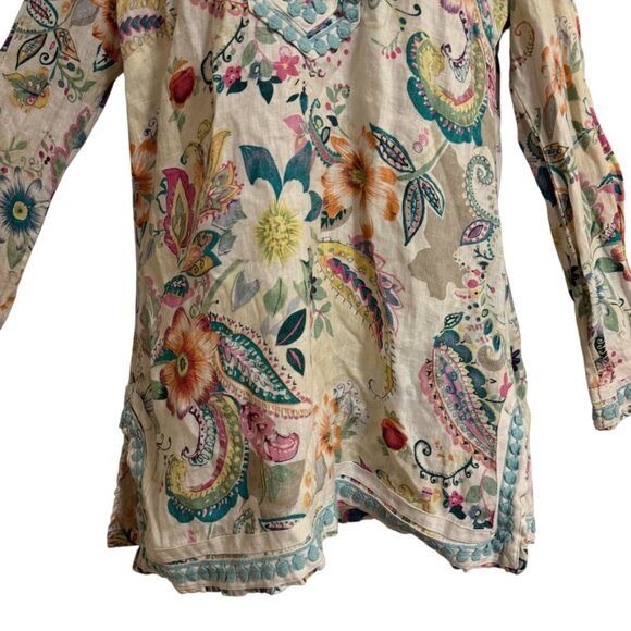 Malvin Hamburg-Germany Embroidered Tunic Top SZ US 10 Large Boho Floral - Picture 5 of 6